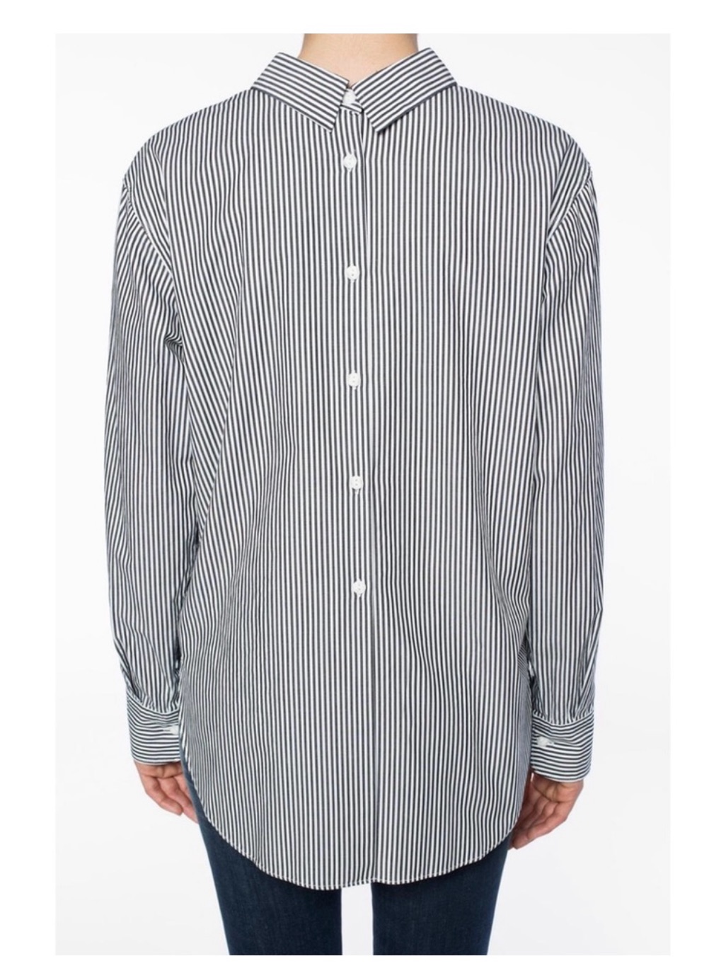 Rag & Bone Black And White Vertical Stripe Button-Back Shirt